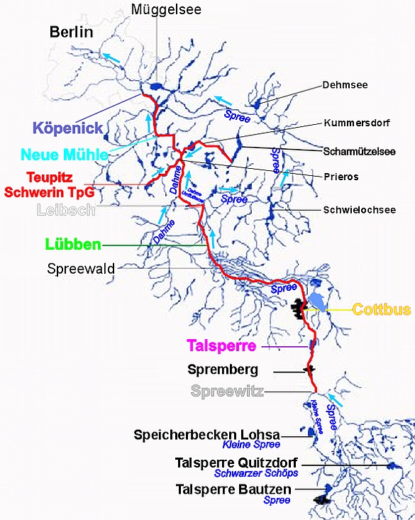 bersichts Karte Spree Pegel