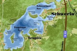 Teupitzer See Schweriner See Gewässerkarte Grundkarte